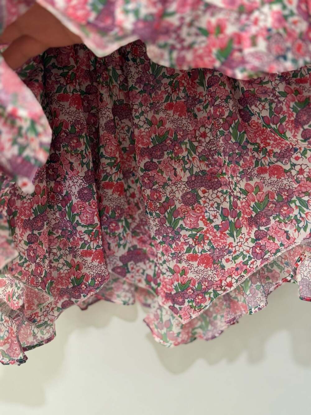 For Love & Lemons Evi Mini Skirt Pink Purple Floral Ruffled XS - Picture 6 of 8